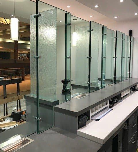kiosk currency exchange glass installation protection bulletproof counter glass permanent
