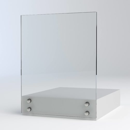 glass mounted divider separate clients and counter staff