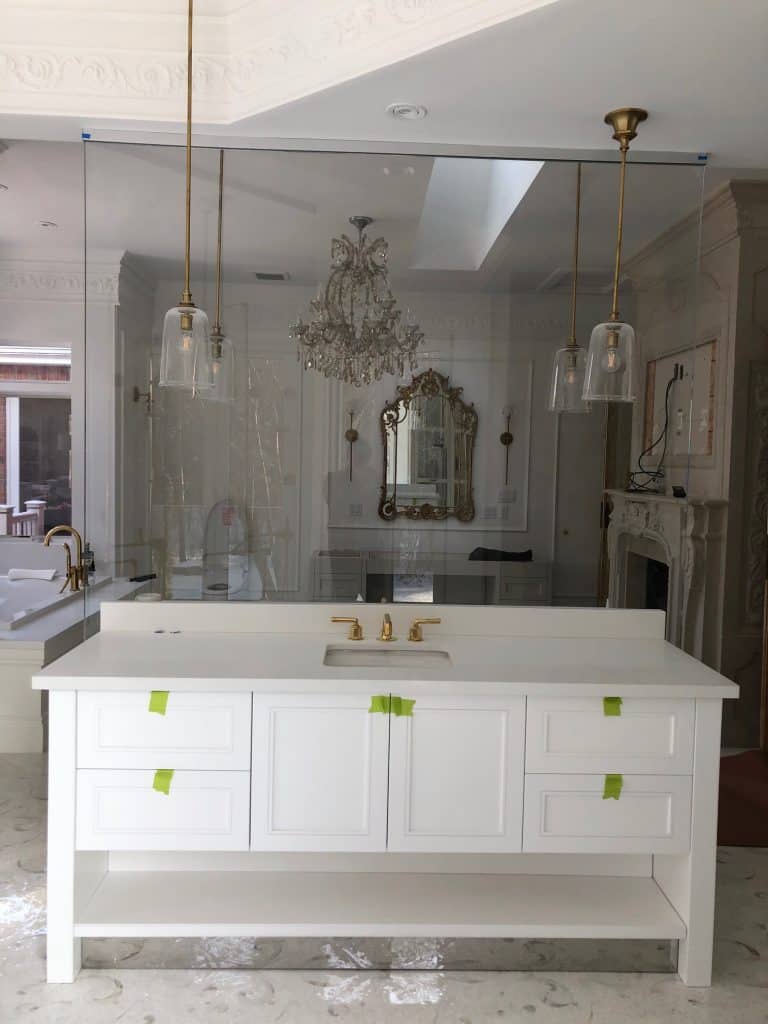 frameless shower ace glass floating island sinks middle