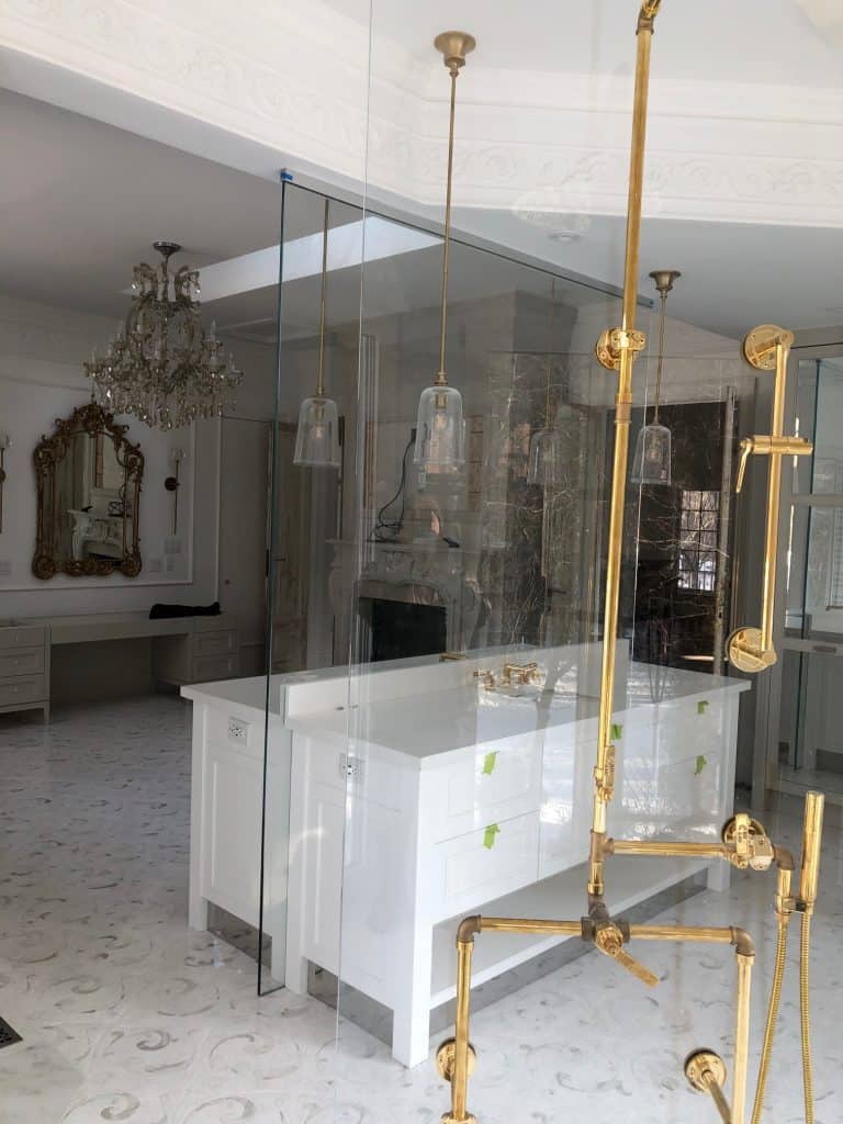 frameless shower ace glass gold faucets